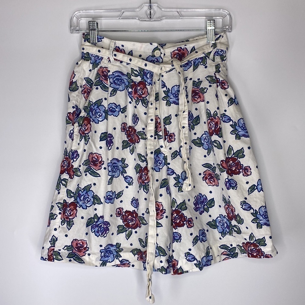 Vintage Capacity Blue White Floral Shirt Shorts Set Medium 90s - Picture 4 of 8